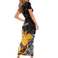 Personalised Papua New Guinea Family Matching Short Sleeve Bodycon Dress and Hawaiian Shirt Happy 50th Independence Anniversary - Polynesian Pride