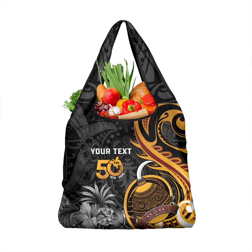 Personalised Papua New Guinea Grocery Bag Happy 50th Independence Anniversary LT05 1-pack One Size Black - Polynesian Pride