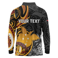 Personalised Papua New Guinea Long Sleeve Polo Shirt Happy 50th Independence Anniversary - Polynesian Pride