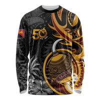 Personalised Papua New Guinea Long Sleeve Shirt Happy 50th Independence Anniversary LT05 Unisex Black - Polynesian Pride