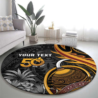 Personalised Papua New Guinea Round Carpet Happy 50th Independence Anniversary - Polynesian Pride