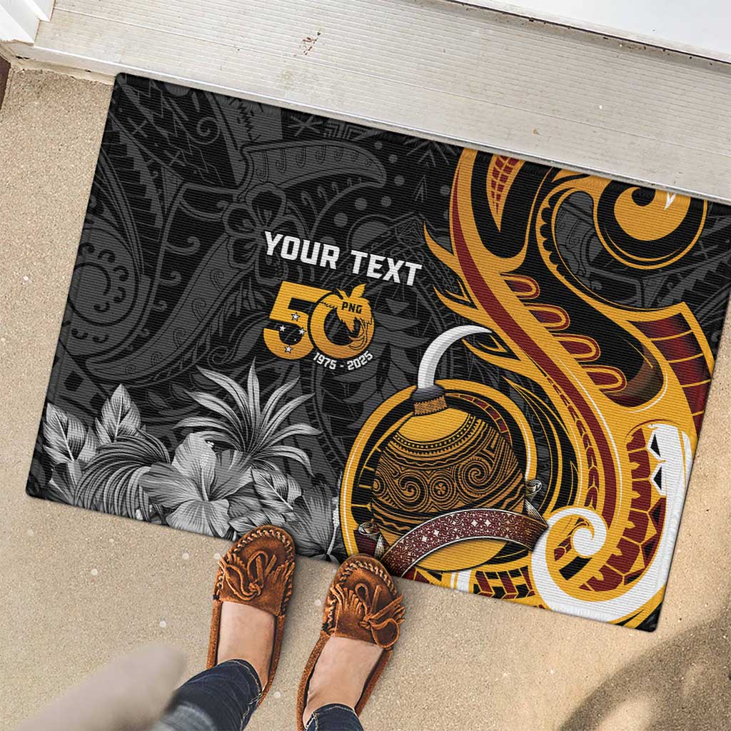 Personalised Papua New Guinea Rubber Doormat Happy 50th Independence Anniversary LT05 - Polynesian Pride