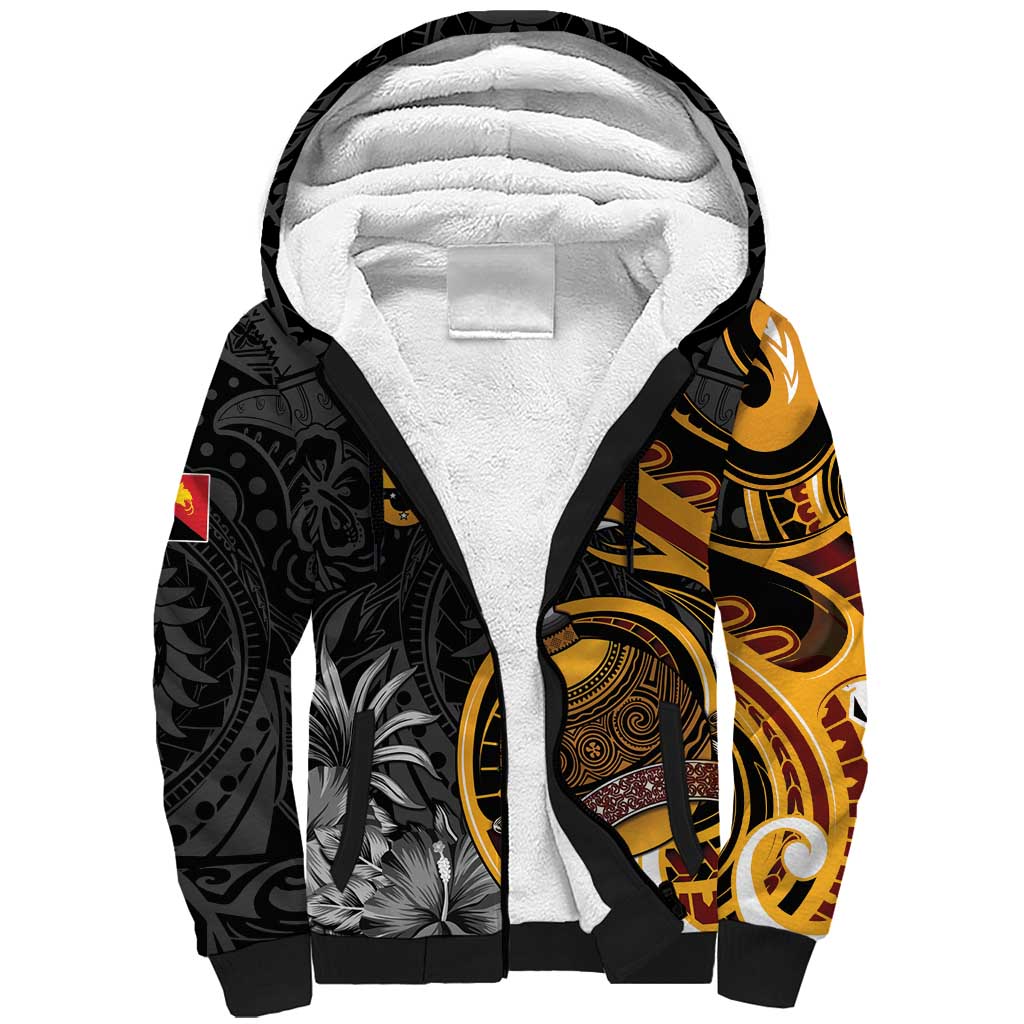 Personalised Papua New Guinea Sherpa Hoodie Happy 50th Independence Anniversary LT05 Unisex Black - Polynesian Pride