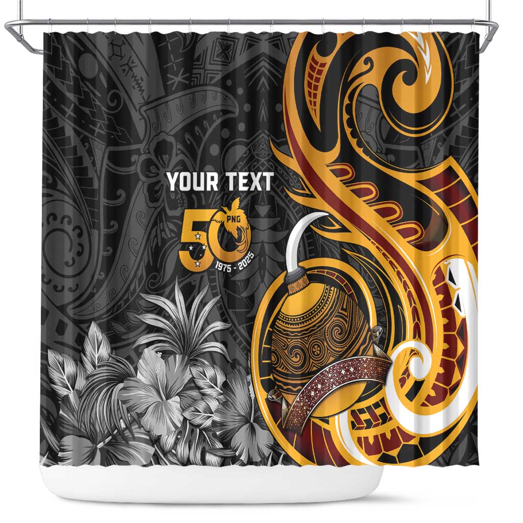 Personalised Papua New Guinea Shower Curtain Happy 50th Independence Anniversary - Polynesian Pride