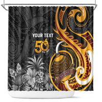Personalised Papua New Guinea Shower Curtain Happy 50th Independence Anniversary - Polynesian Pride