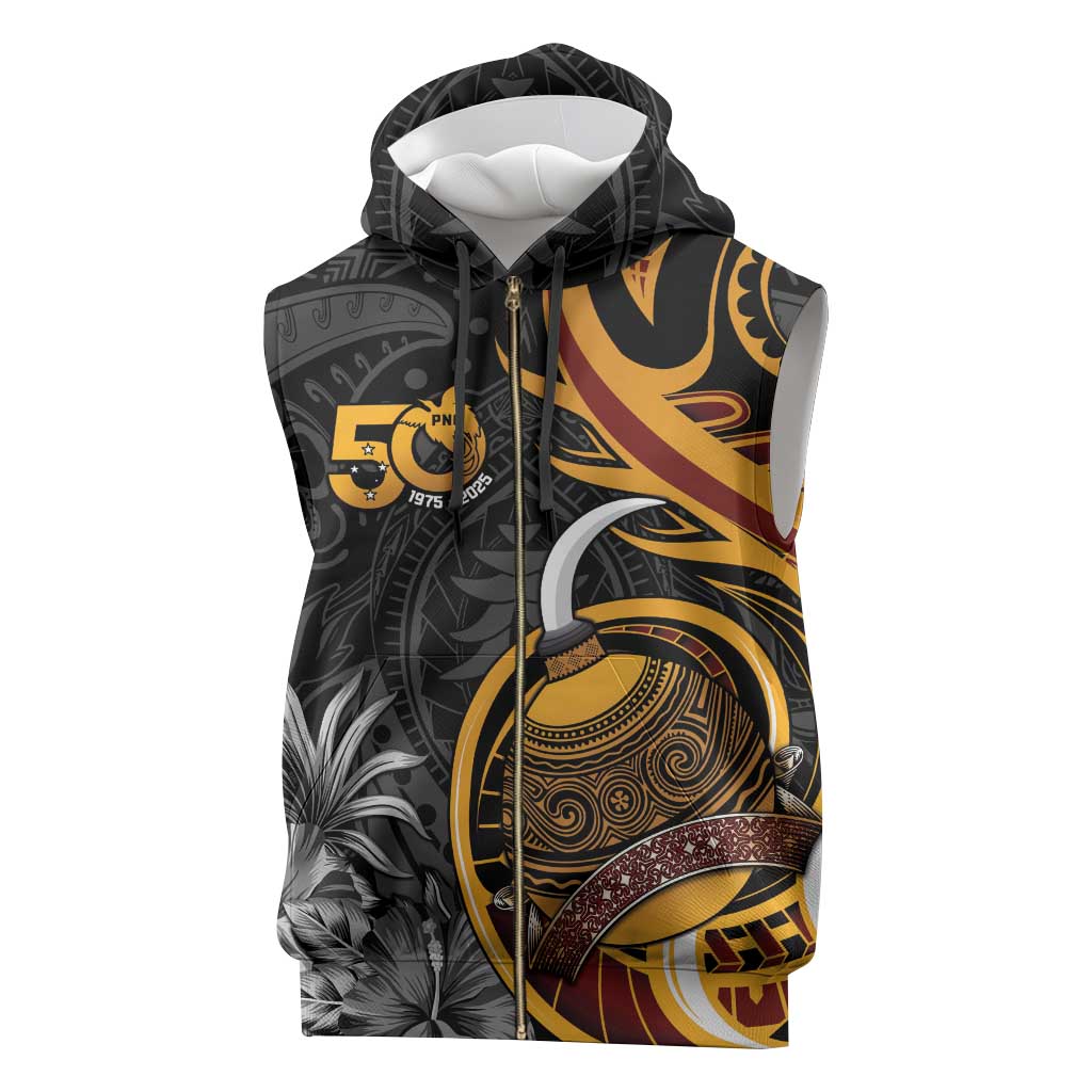 Papua New Guinea Sleeveless Zip Hoodie Happy 50th Independence Anniversary - Polynesian Pride