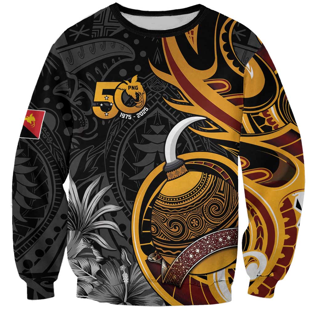 Personalised Papua New Guinea Sweatshirt Happy 50th Independence Anniversary LT05 Unisex Black - Polynesian Pride