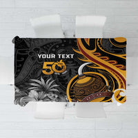 Personalised Papua New Guinea Tablecloth Happy 50th Independence Anniversary LT05 Black - Polynesian Pride