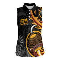 Personalised Papua New Guinea Women Sleeveless Polo Shirt Happy 50th Independence Anniversary - Polynesian Pride