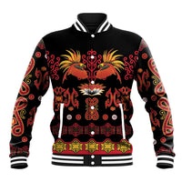 Papua Batik Motif Baseball Jacket Papua Spirit Black Version LT05 Unisex Black - Polynesian Pride