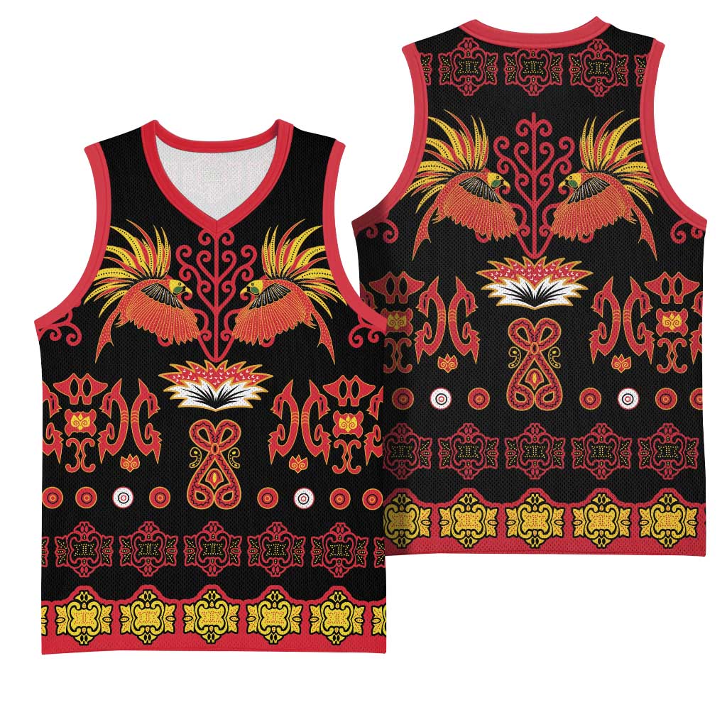 Papua Batik Motif Basketball Jersey Papua Spirit Black Version LT05 - Polynesian Pride