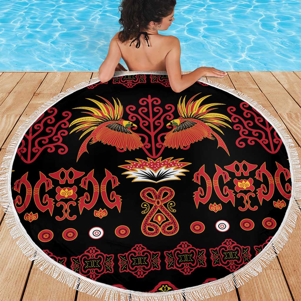 Papua Batik Motif Beach Blanket Papua Spirit Black Version LT05 - Polynesian Pride
