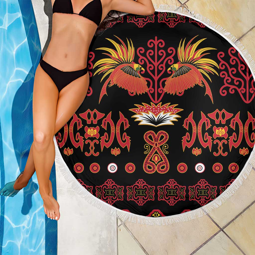 Papua Batik Motif Beach Blanket Papua Spirit Black Version LT05 - Polynesian Pride