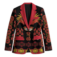 Papua Batik Motif Blazer Papua Spirit Black Version LT05 Unisex Black - Polynesian Pride