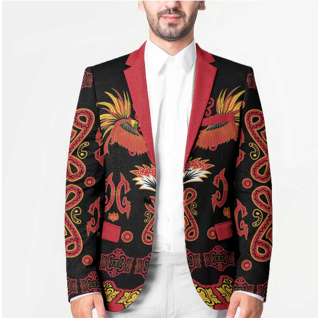 Papua Batik Motif Blazer Papua Spirit Black Version LT05 - Polynesian Pride