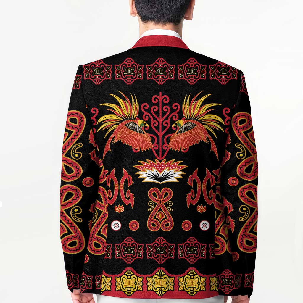 Papua Batik Motif Blazer Papua Spirit Black Version LT05 - Polynesian Pride