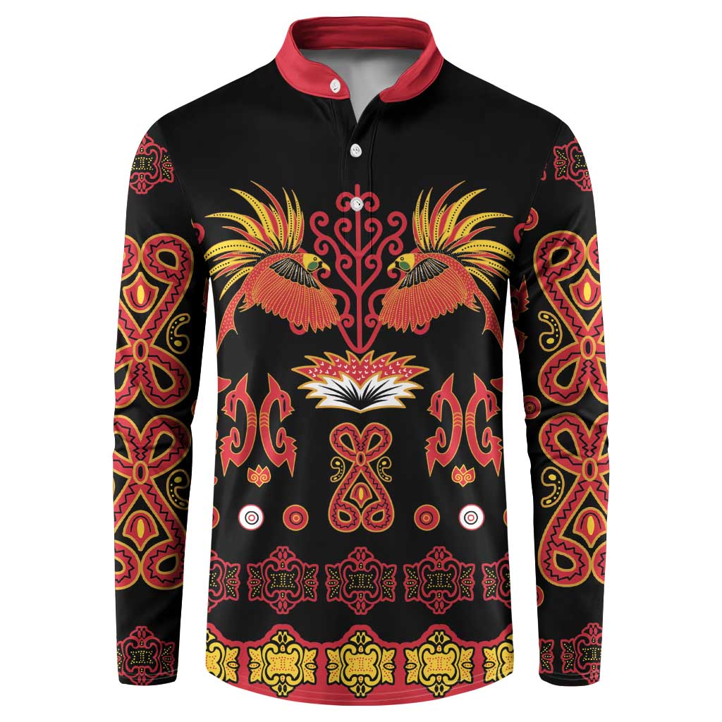 Papua Batik Motif Button Sweatshirt Papua Spirit Black Version LT05 Black - Polynesian Pride