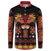 Papua Batik Motif Button Sweatshirt Papua Spirit Black Version LT05 Black - Polynesian Pride