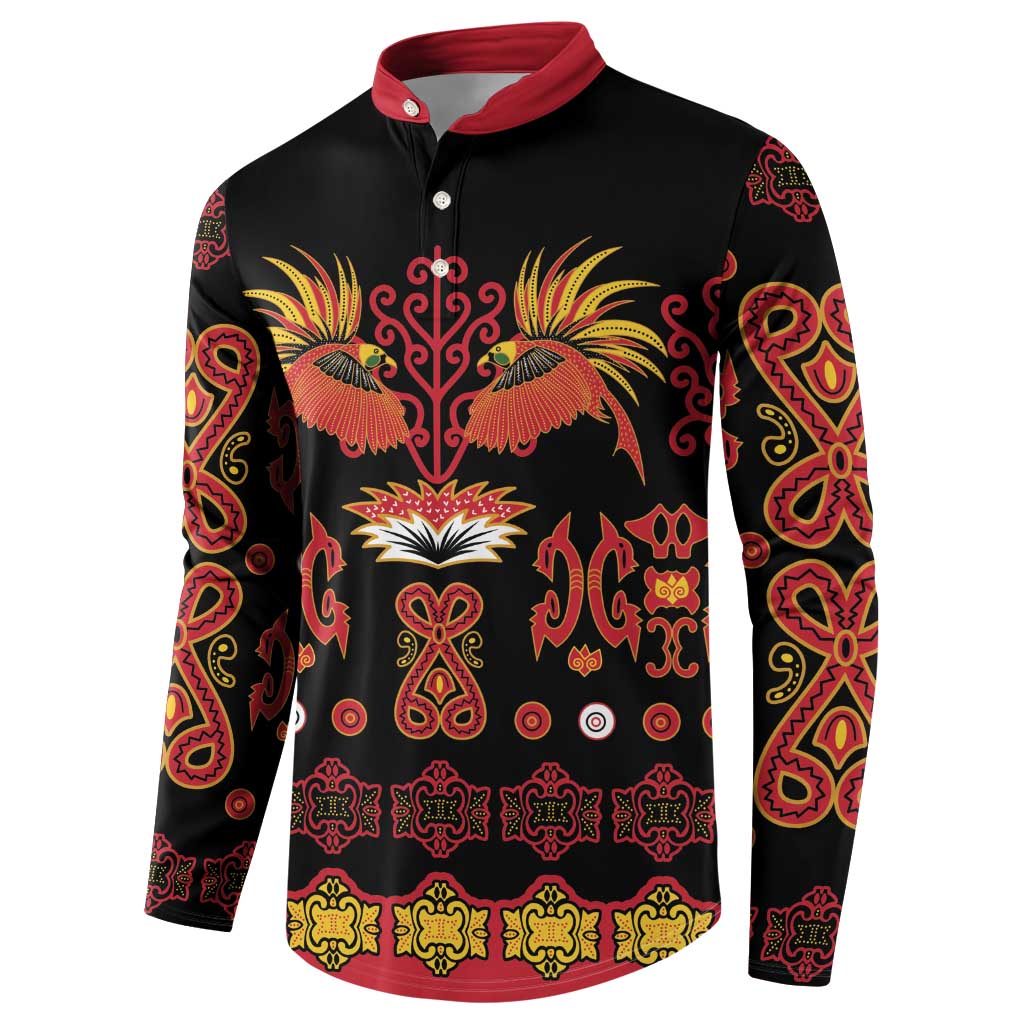 Papua Batik Motif Button Sweatshirt Papua Spirit Black Version LT05 - Polynesian Pride