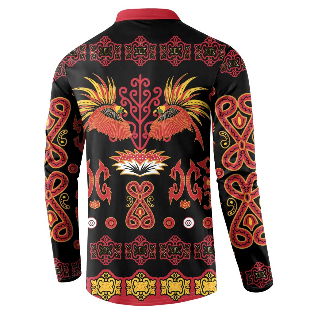 Papua Batik Motif Button Sweatshirt Papua Spirit Black Version LT05 - Polynesian Pride