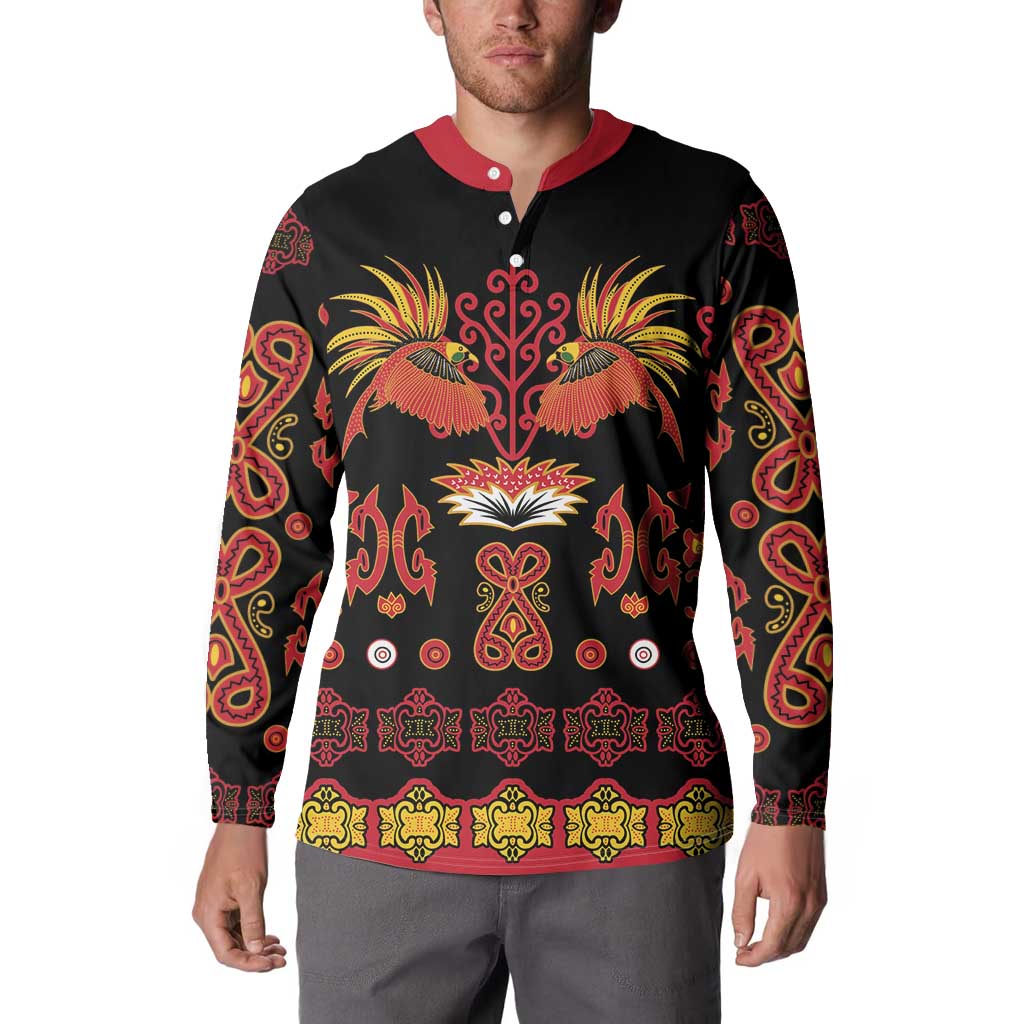 Papua Batik Motif Button Sweatshirt Papua Spirit Black Version LT05 - Polynesian Pride