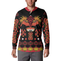 Papua Batik Motif Button Sweatshirt Papua Spirit Black Version LT05 - Polynesian Pride