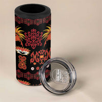 Papua Batik Motif 4 in 1 Can Cooler Tumbler Papua Spirit Black Version LT05 - Polynesian Pride