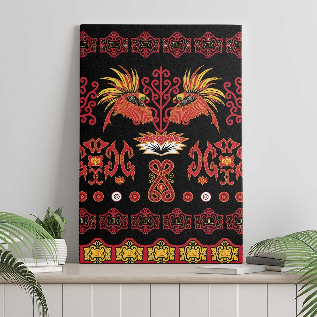 Papua Batik Motif Canvas Wall Art Papua Spirit Black Version LT05 - Polynesian Pride