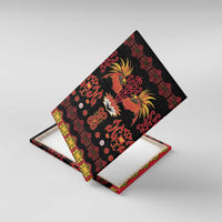 Papua Batik Motif Canvas Wall Art Papua Spirit Black Version LT05 With Frame Black - Polynesian Pride