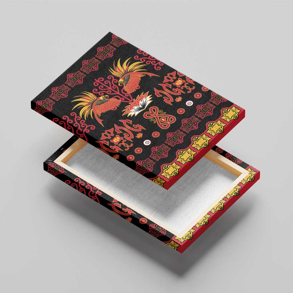 Papua Batik Motif Canvas Wall Art Papua Spirit Black Version LT05 - Polynesian Pride