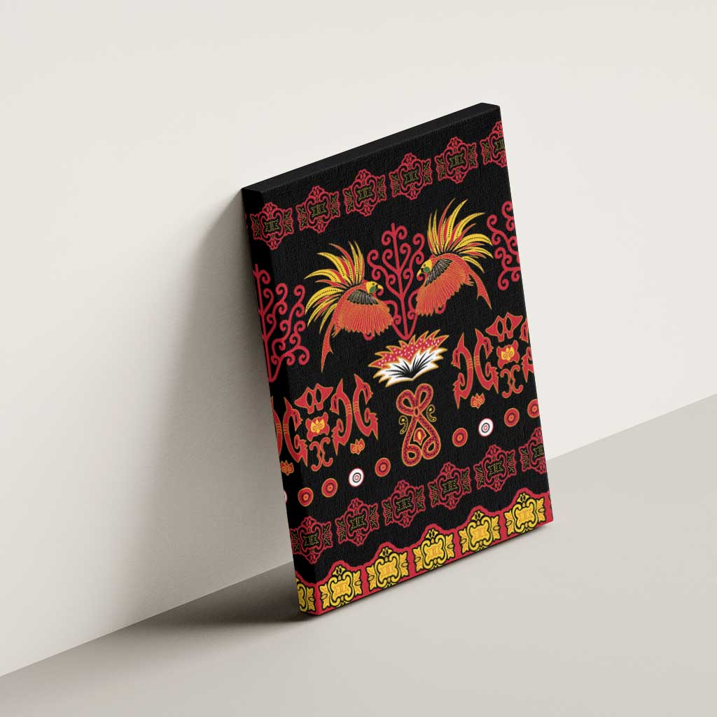 Papua Batik Motif Canvas Wall Art Papua Spirit Black Version LT05 - Polynesian Pride
