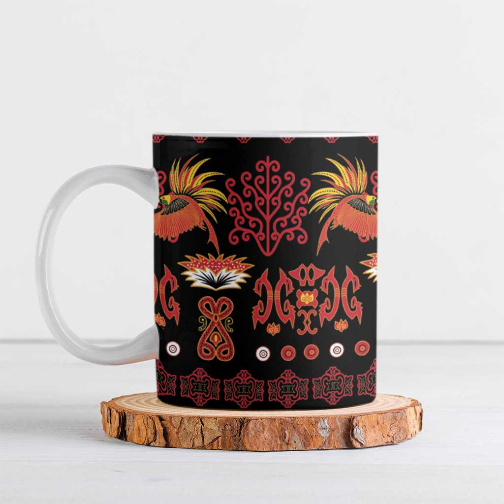 Papua Batik Motif Ceramic Mug Papua Spirit Black Version LT05 Black - Polynesian Pride
