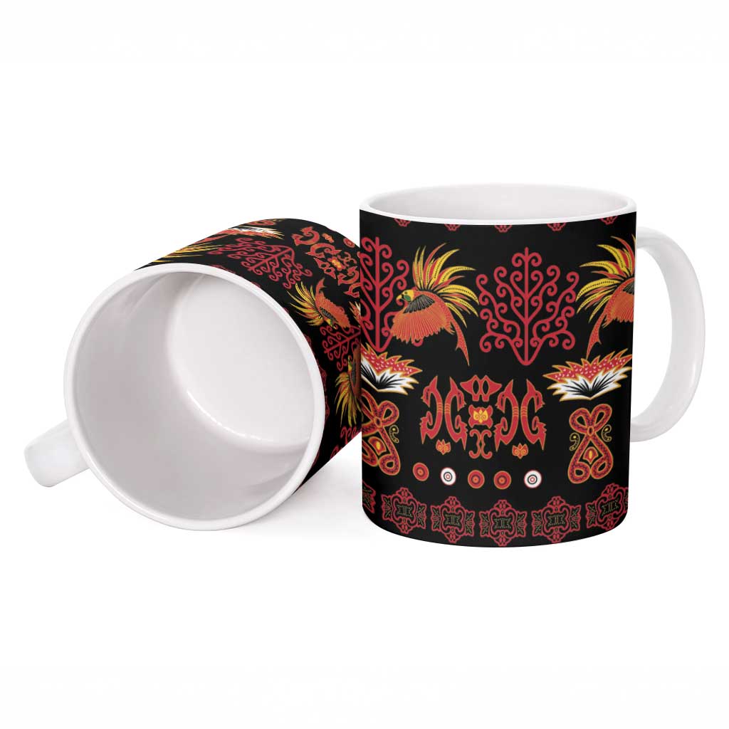 Papua Batik Motif Ceramic Mug Papua Spirit Black Version LT05 - Polynesian Pride