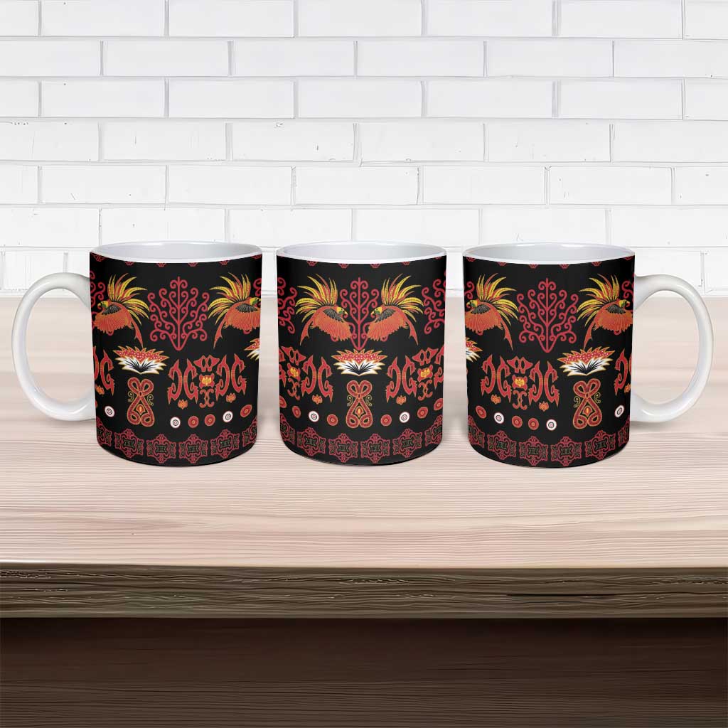 Papua Batik Motif Ceramic Mug Papua Spirit Black Version LT05 - Polynesian Pride