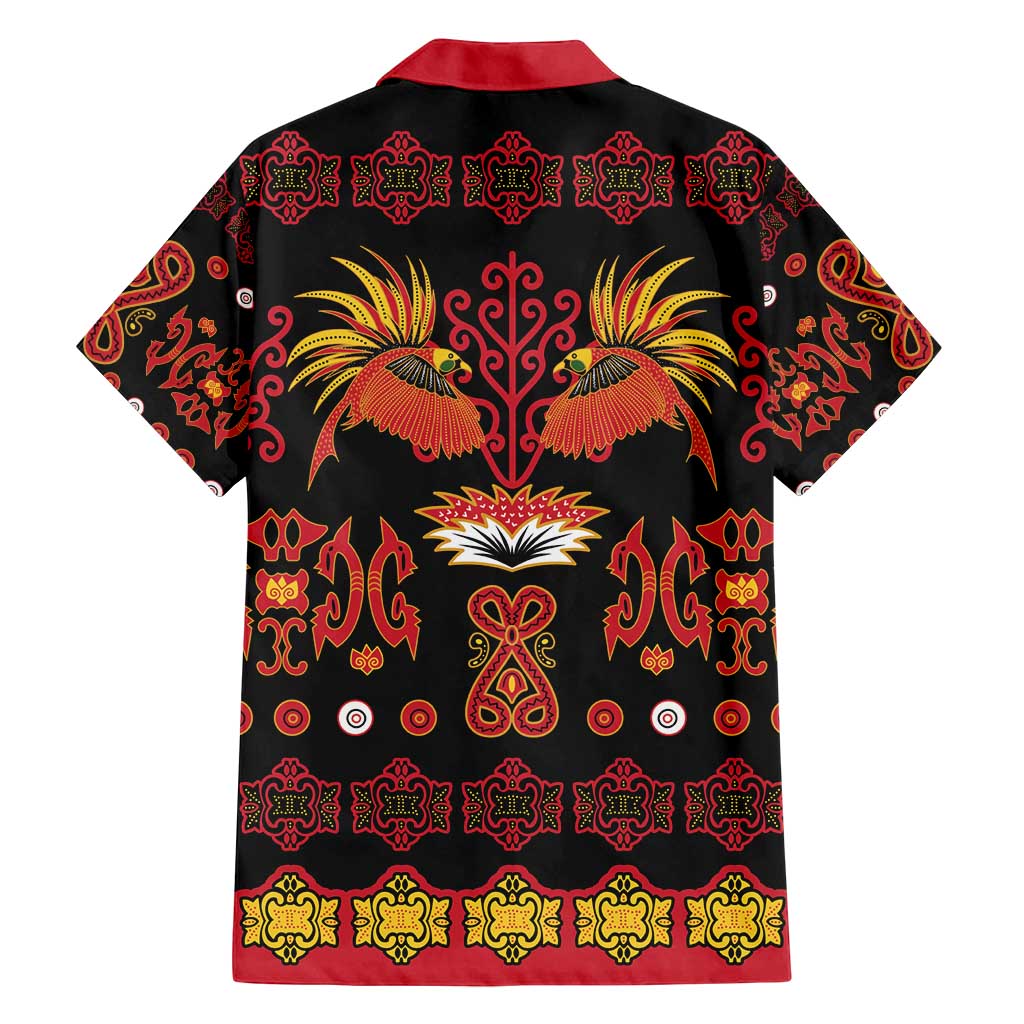 Papua Batik Motif Family Matching Off Shoulder Maxi Dress and Hawaiian Shirt Papua Spirit Black Version - Polynesian Pride