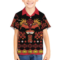 Papua Batik Motif Family Matching Short Sleeve Bodycon Dress and Hawaiian Shirt Papua Spirit Black Version - Polynesian Pride