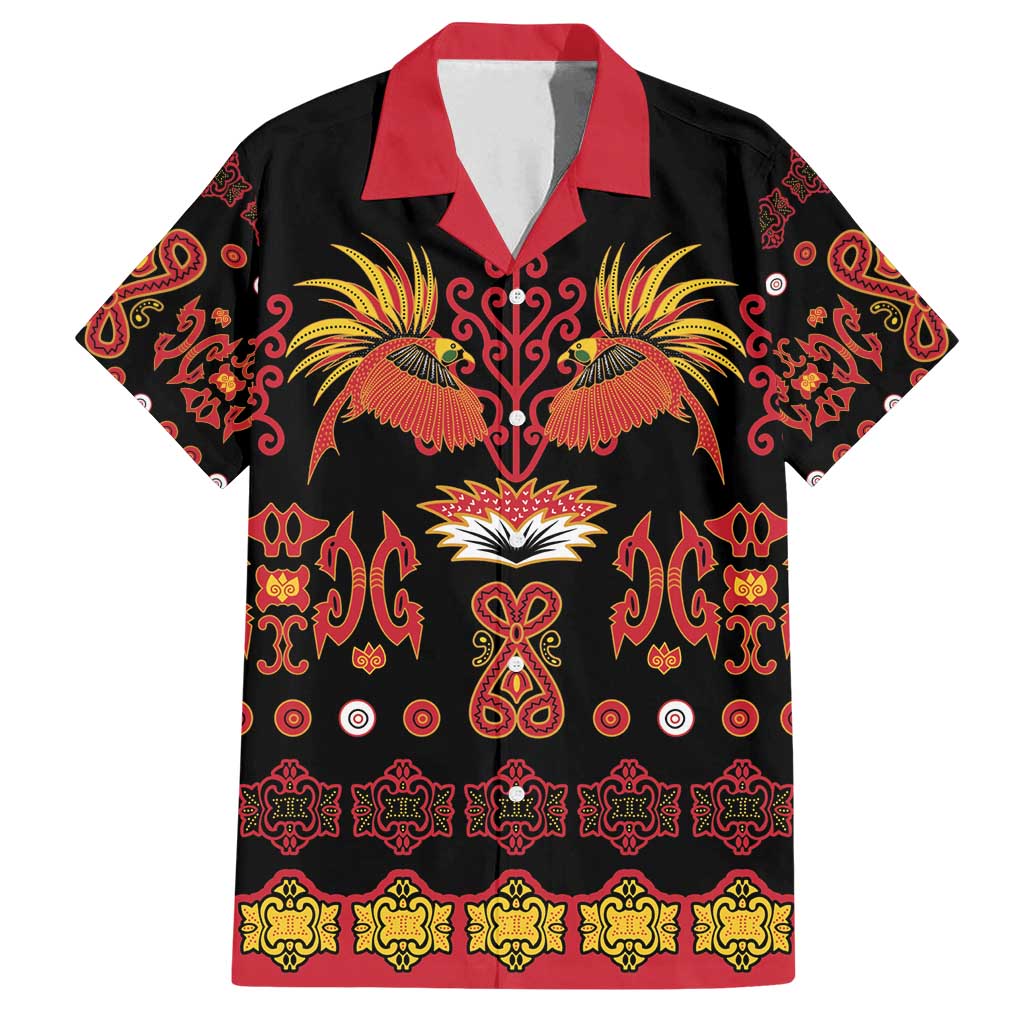 Papua Batik Motif Family Matching Summer Maxi Dress and Hawaiian Shirt Papua Spirit Black Version - Polynesian Pride