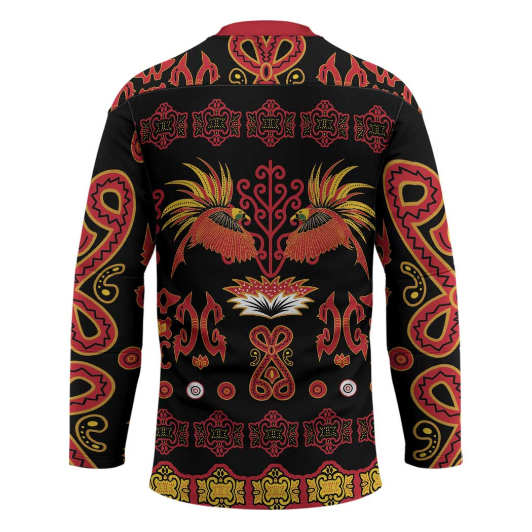 Papua Batik Motif Hockey Jersey Papua Spirit Black Version LT05 - Polynesian Pride