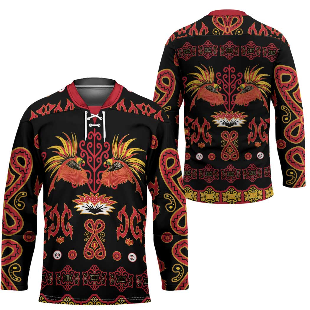 Papua Batik Motif Hockey Jersey Papua Spirit Black Version LT05 - Polynesian Pride