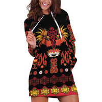Papua Batik Motif Hoodie Dress Papua Spirit Black Version LT05 Black - Polynesian Pride