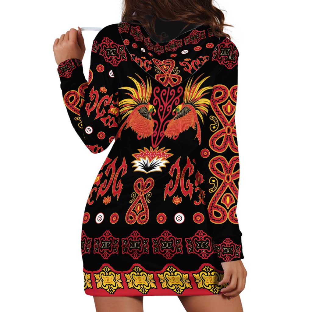 Papua Batik Motif Hoodie Dress Papua Spirit Black Version LT05 - Polynesian Pride