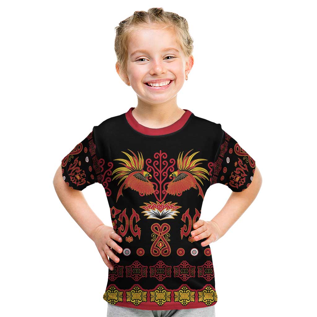 Papua Batik Motif Kid T Shirt Papua Spirit Black Version - Polynesian Pride