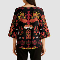 Papua Batik Motif Kimono Sleeve Blouse Papua Spirit Black Version LT05 - Polynesian Pride