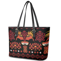 Papua Batik Motif Leather Tote Bag Papua Spirit Black Version - Polynesian Pride