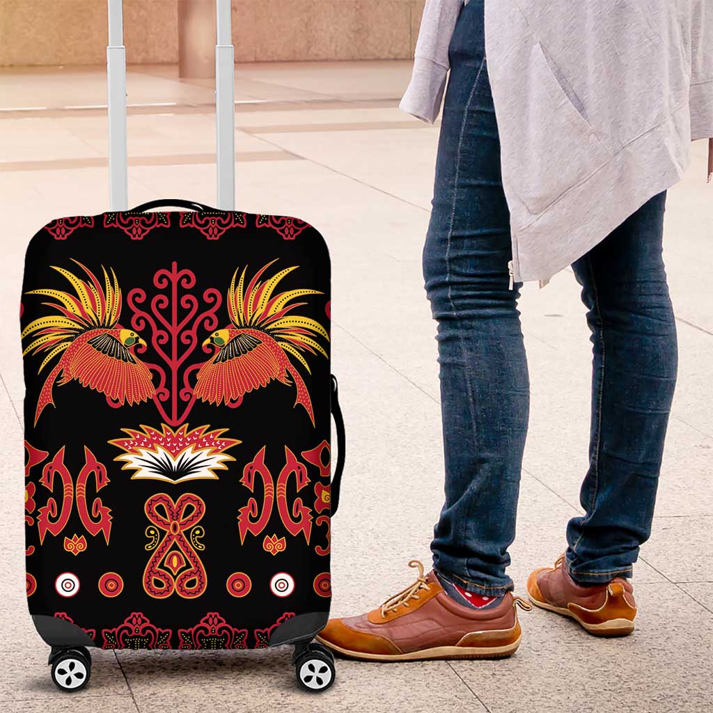 Papua Batik Motif Luggage Cover Papua Spirit Black Version - Polynesian Pride