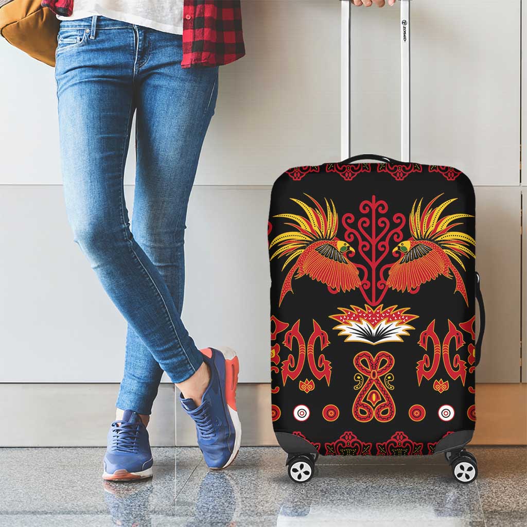 Papua Batik Motif Luggage Cover Papua Spirit Black Version - Polynesian Pride