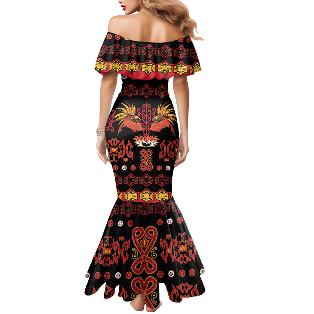 Papua Batik Motif Mermaid Dress Papua Spirit Black Version - Polynesian Pride