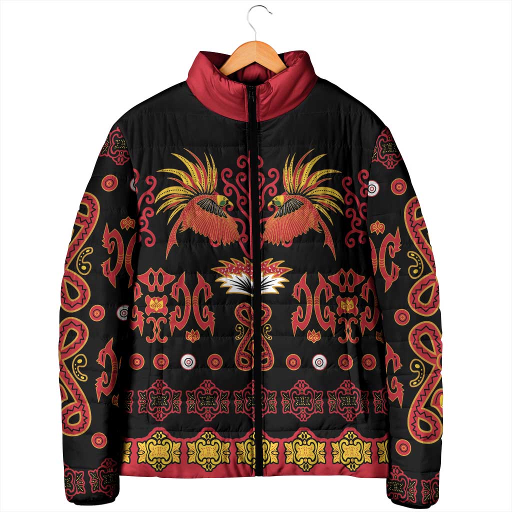 Papua Batik Motif Padded Jacket Papua Spirit Black Version LT05 - Polynesian Pride
