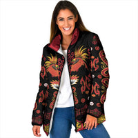 Papua Batik Motif Padded Jacket Papua Spirit Black Version LT05 Women Black - Polynesian Pride