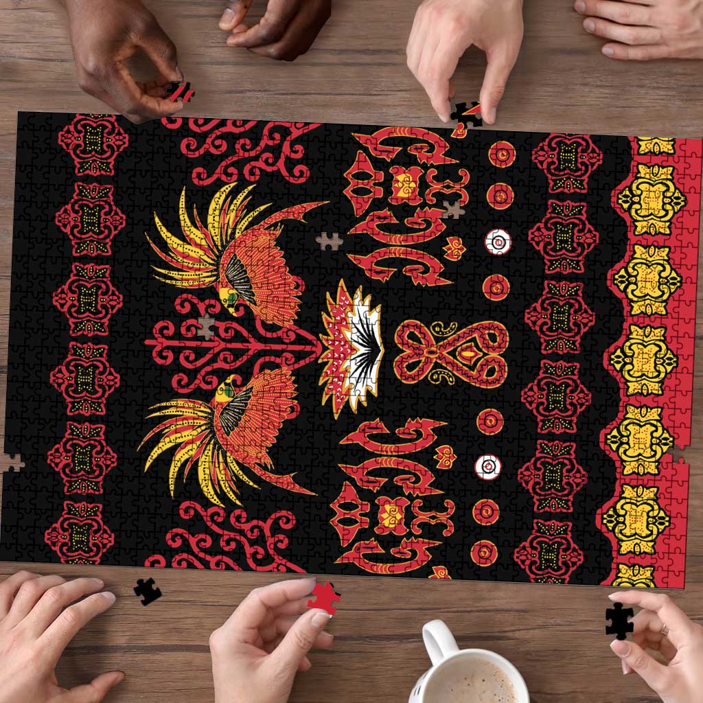 Papua Batik Motif Puzzle Papua Spirit Black Version - Polynesian Pride